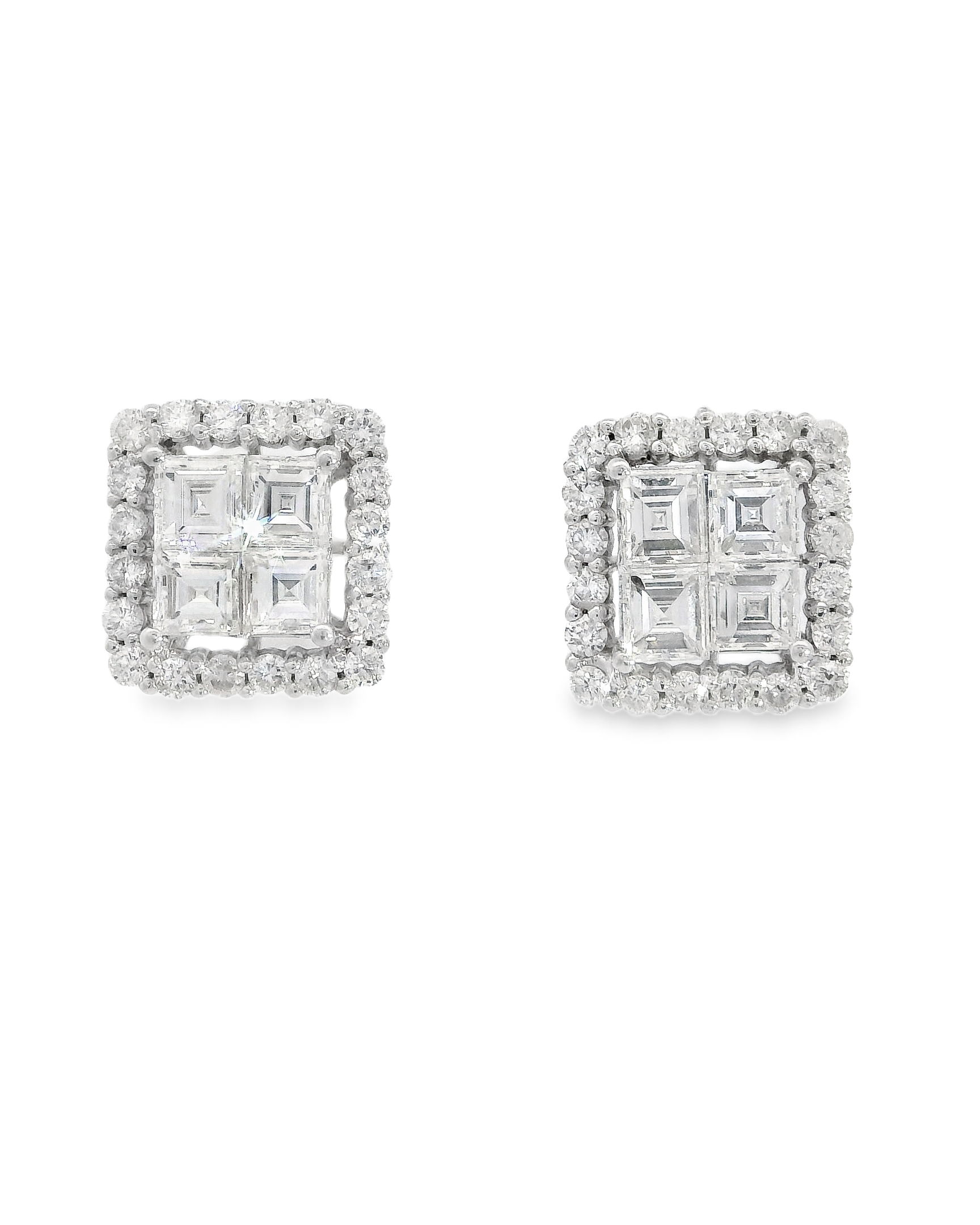 GLITTER GRID DIAMOND EARRINGS