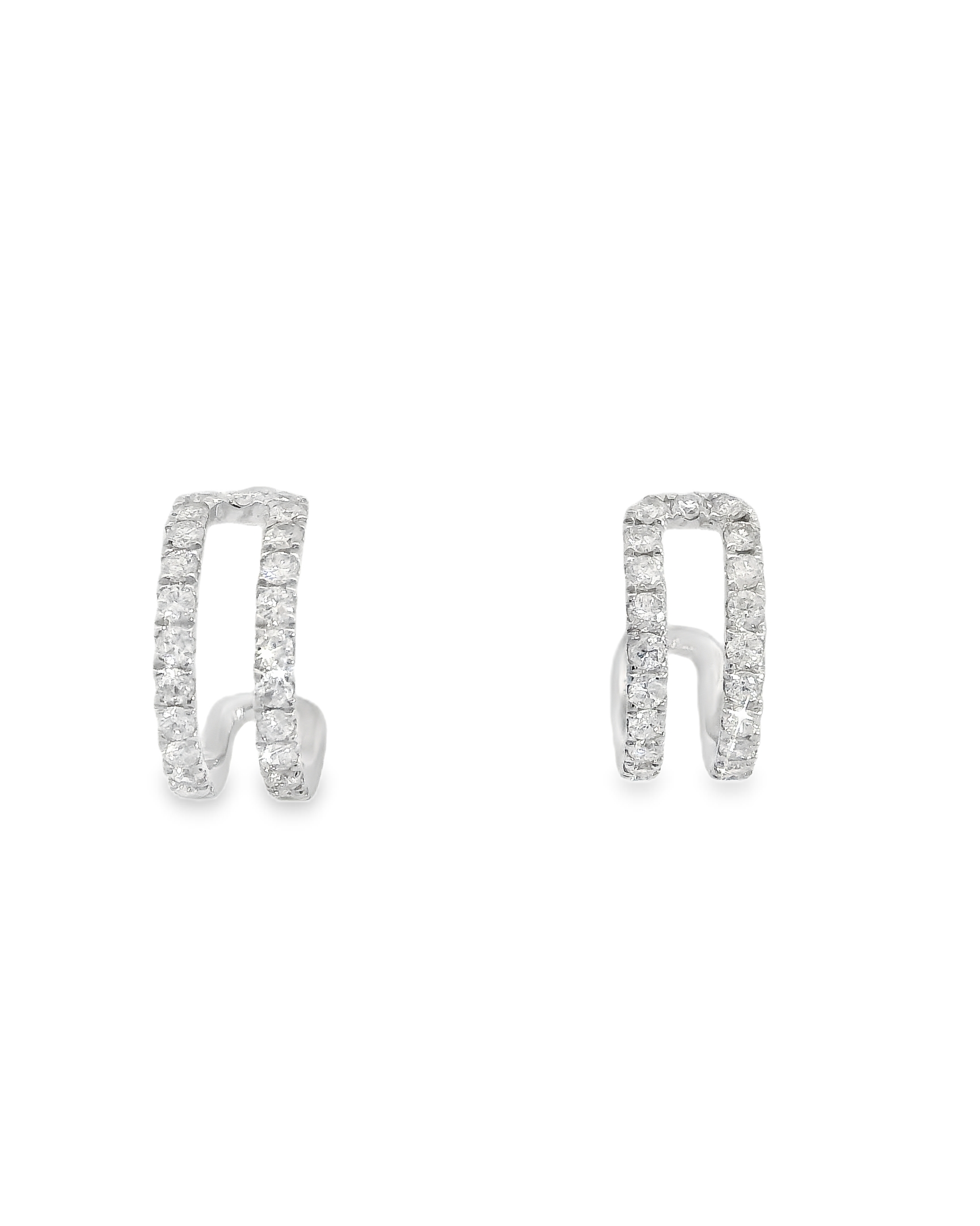 DOUBLE LINE DIAMOND HOOPS EARRINGS