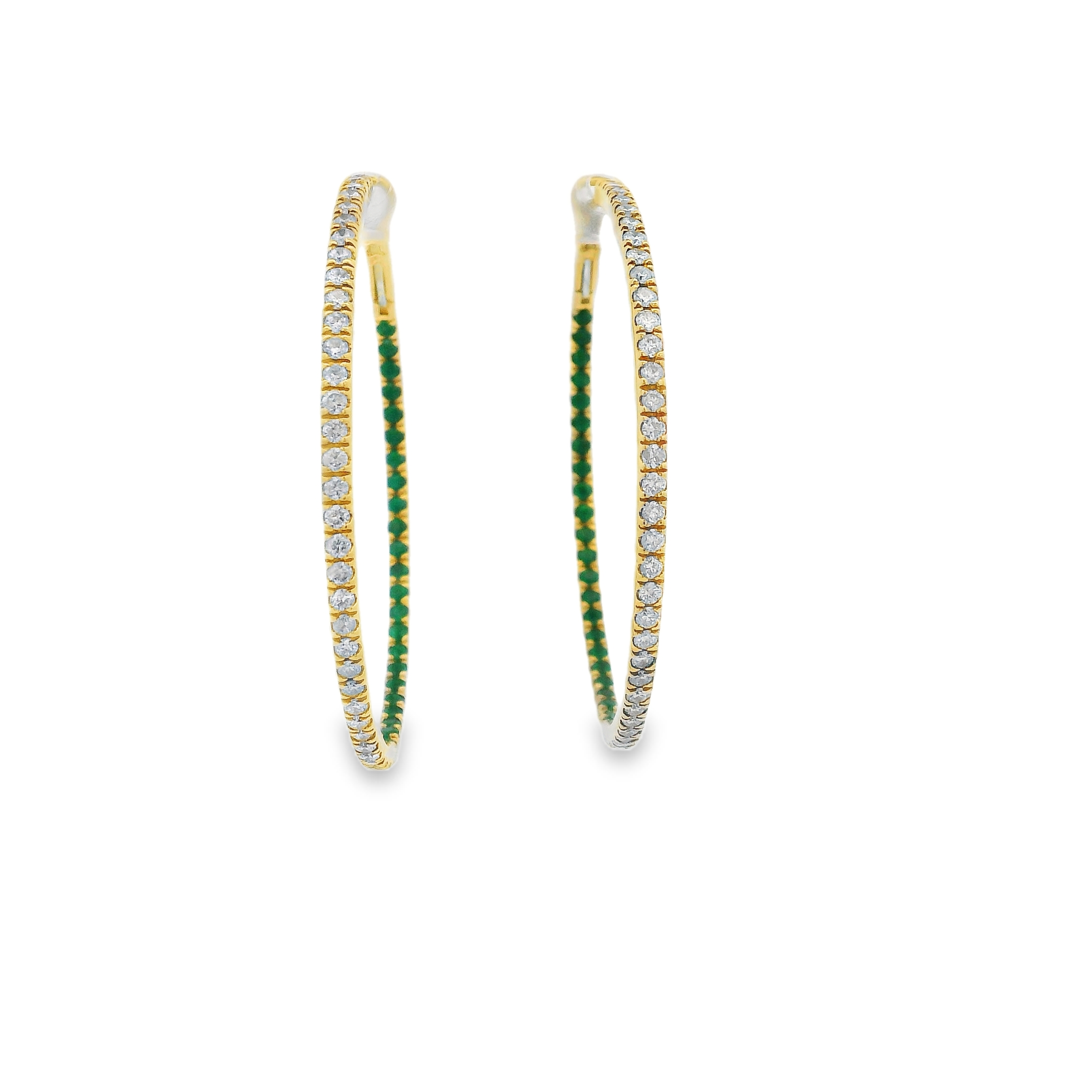 EMERALD AND DIAMOND IN&OUT HOOPS