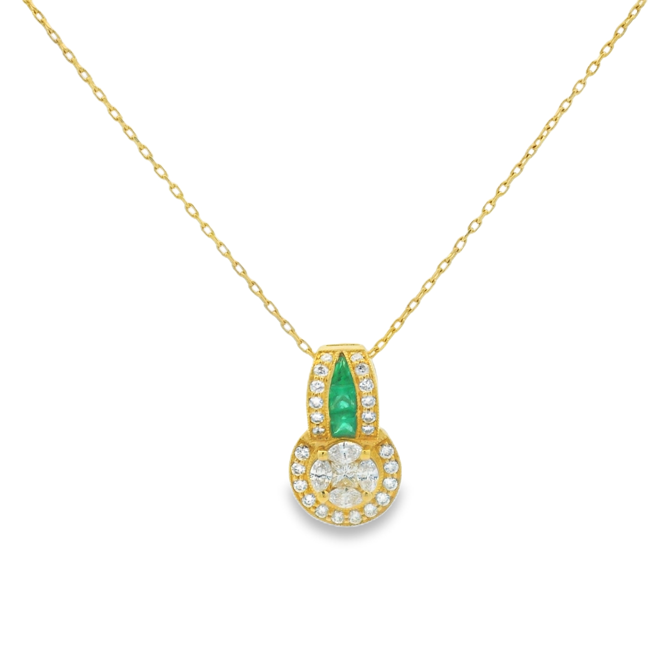 STUD EMERALD AND DIAMOND PENDANT