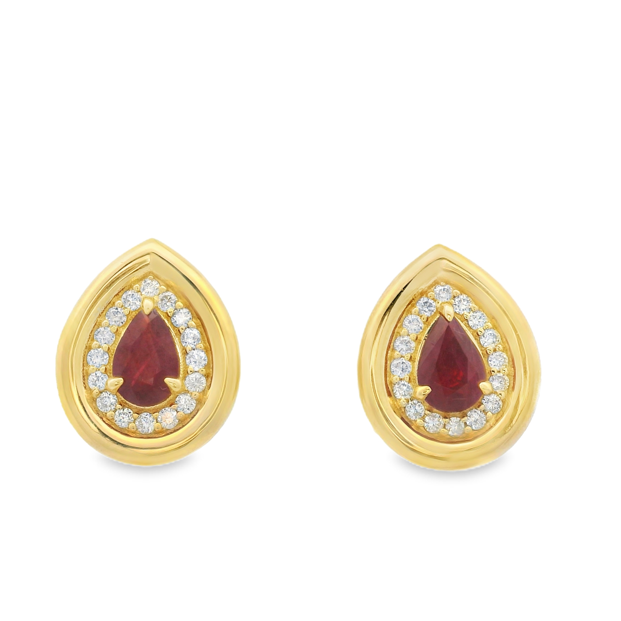 TEAR-DROP RUBY STUDS