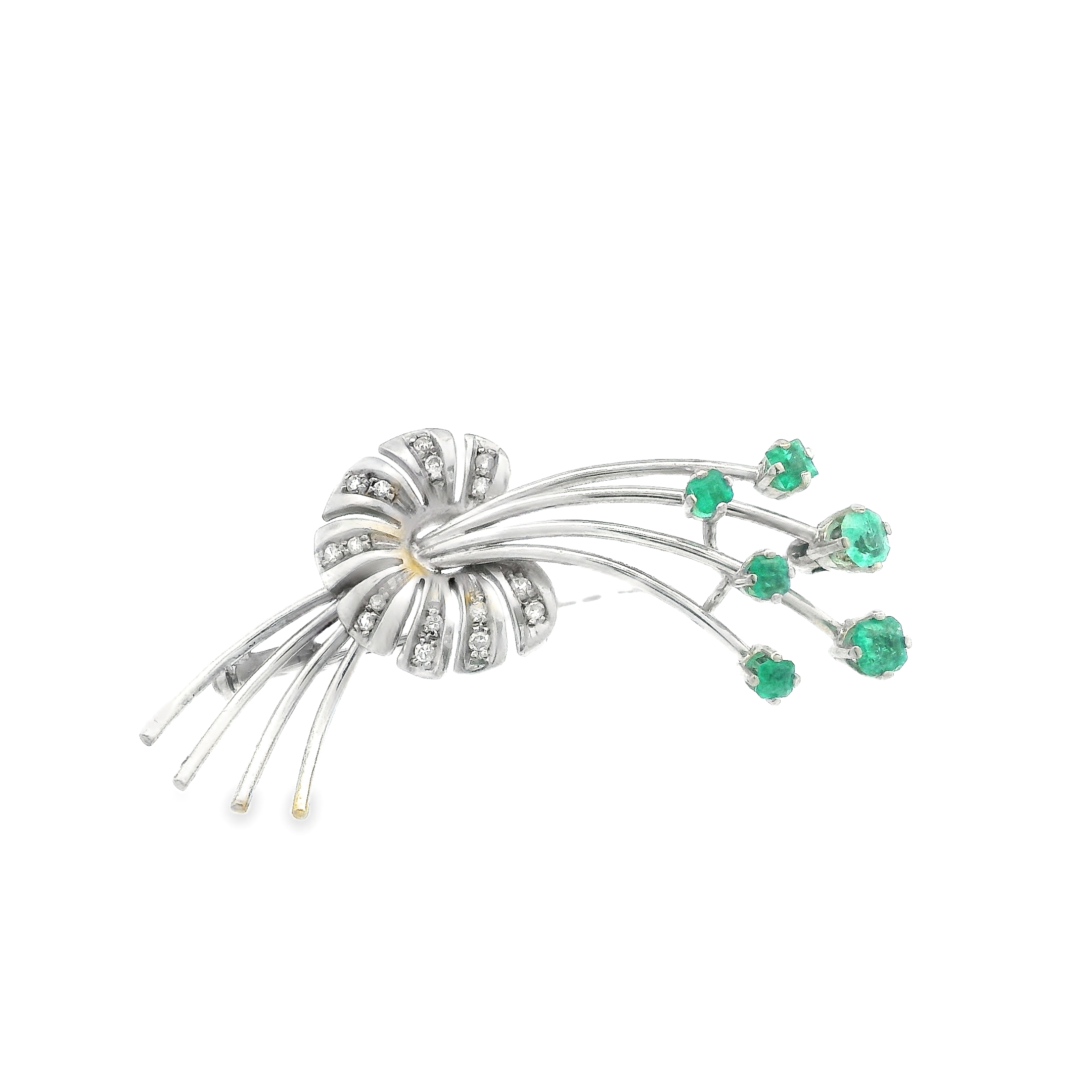 FLOWER EMERALD VINTAGE BROCHE