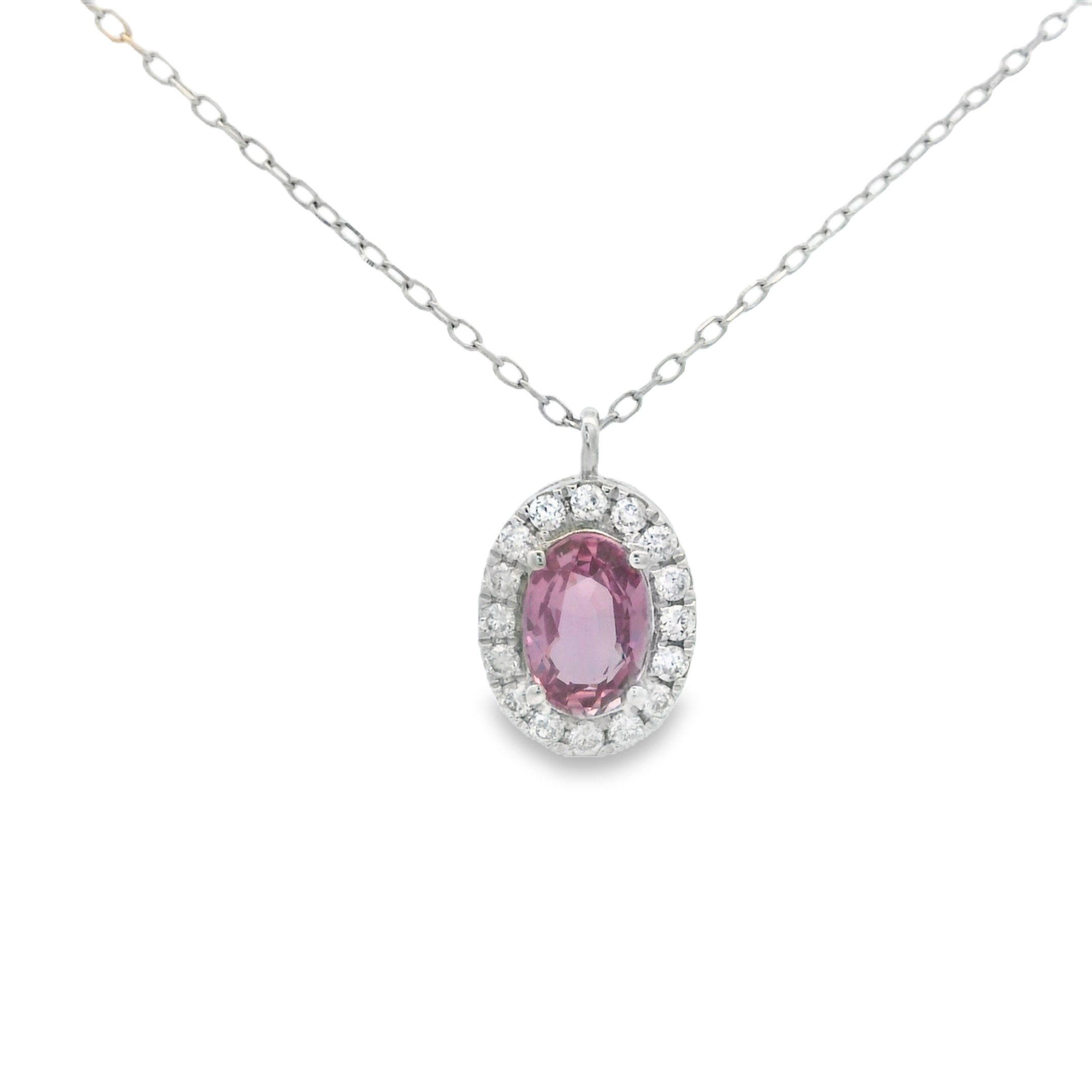 OVAL PINK SAPPHIRE PENDANT NECKLACE