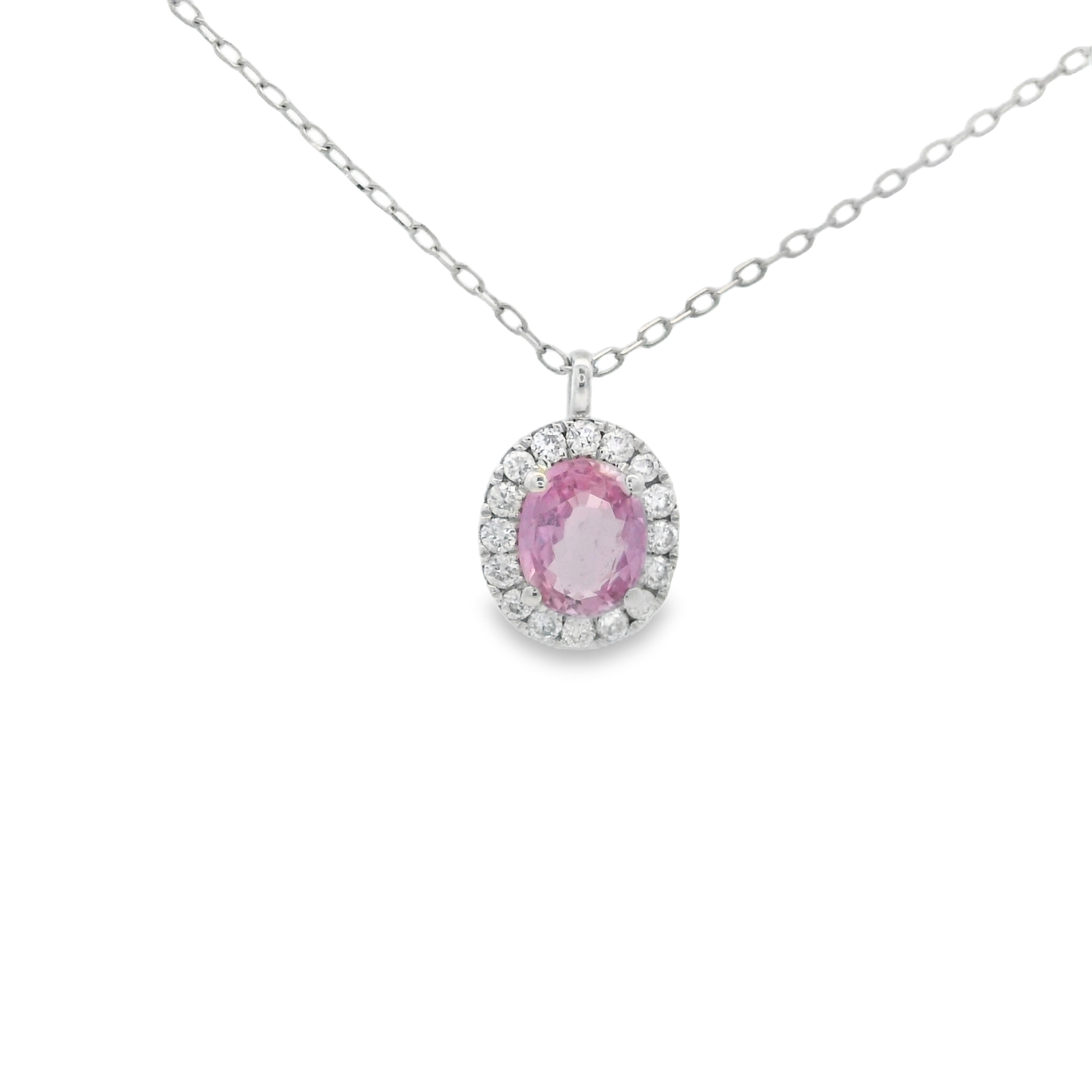 OVAL PINK SAPPHIRE PENDANT NECKLACE