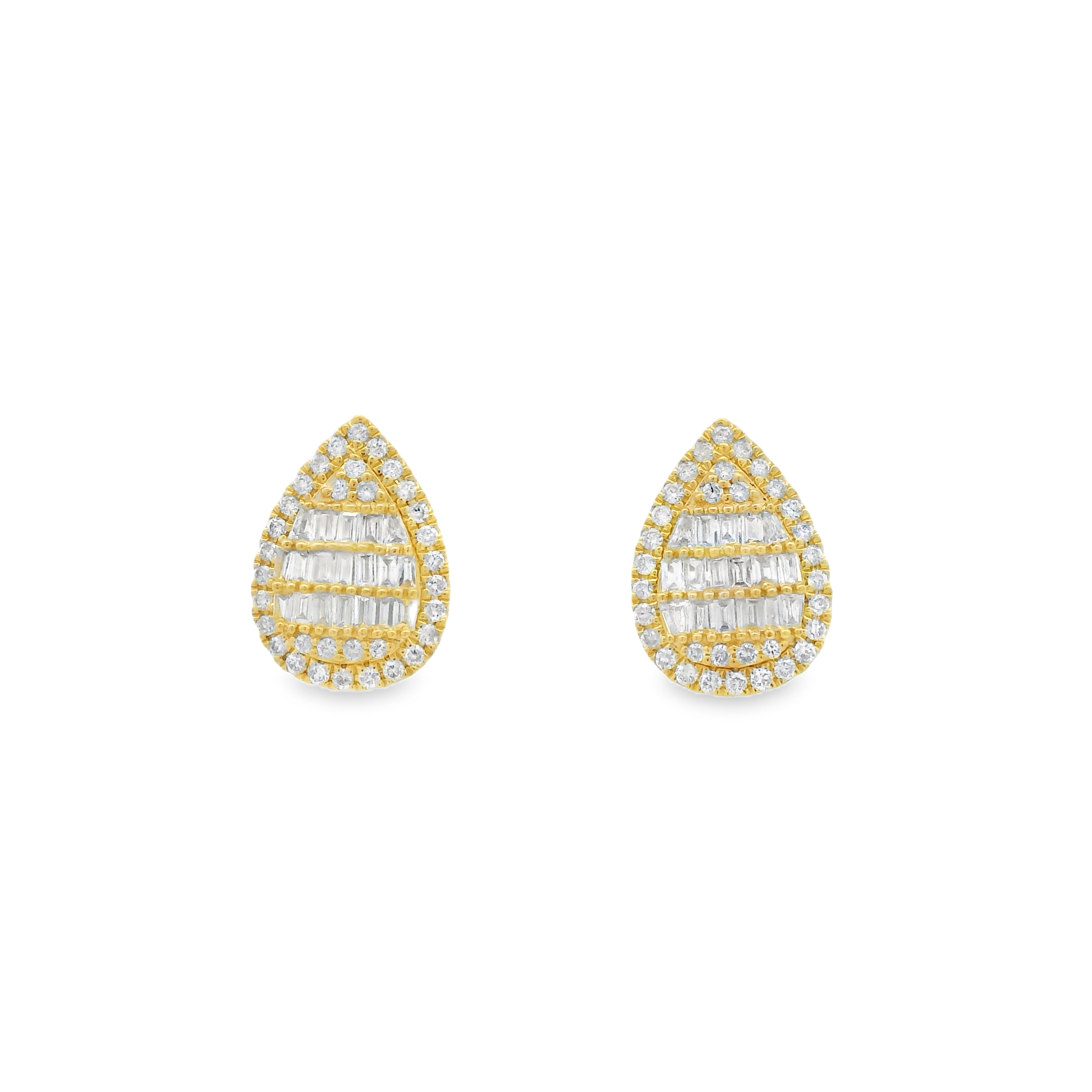 GOLDEN TEAR-DROP DIAMOND STUDS