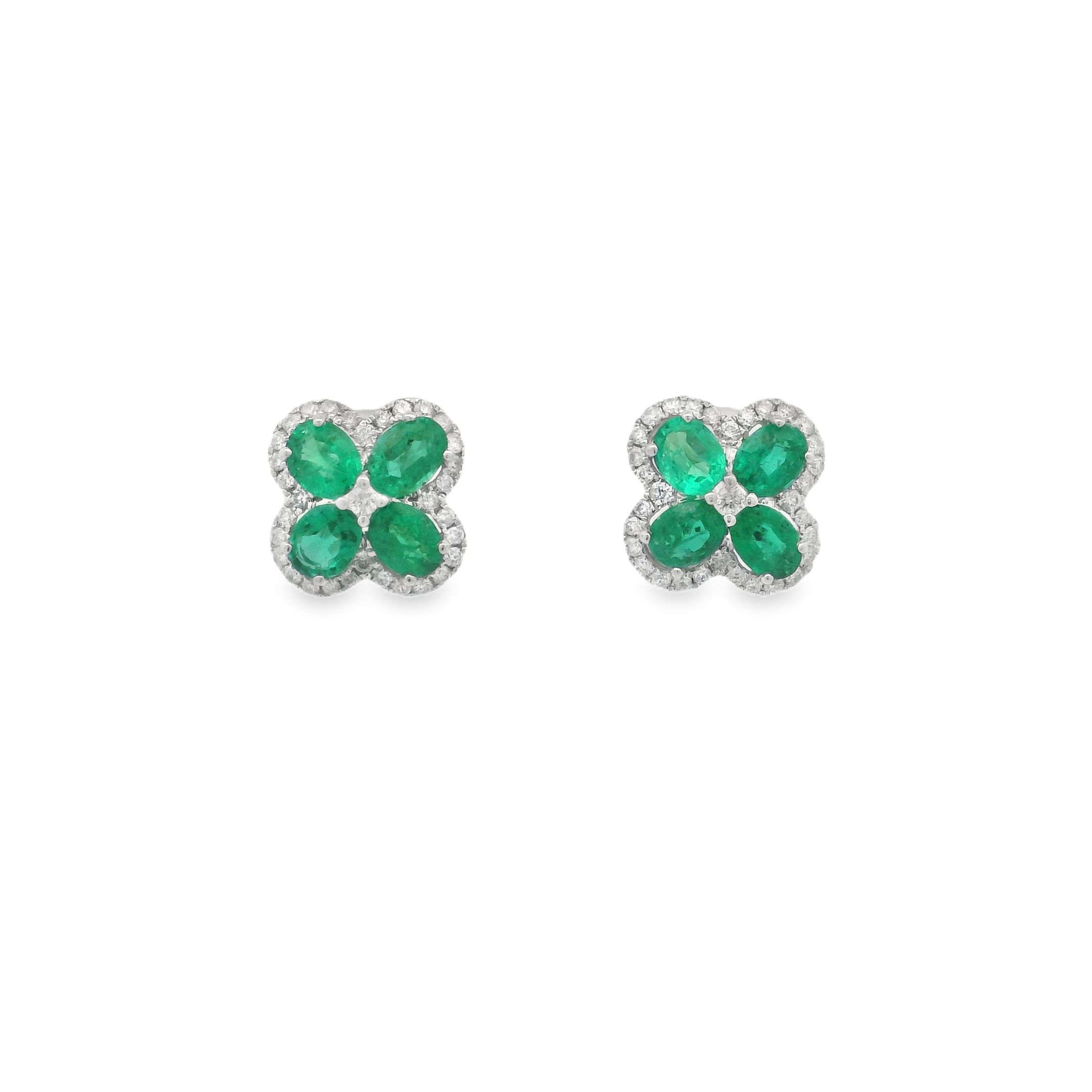 FOUR-PETAL EMERALD EARRINGS