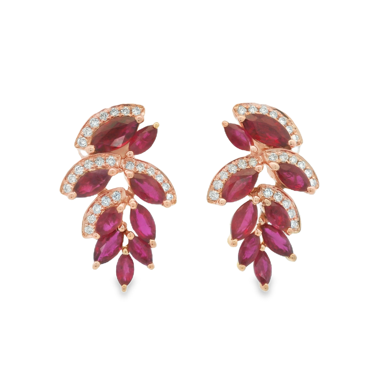 RUBY LEAF CASCADE EARRINGS