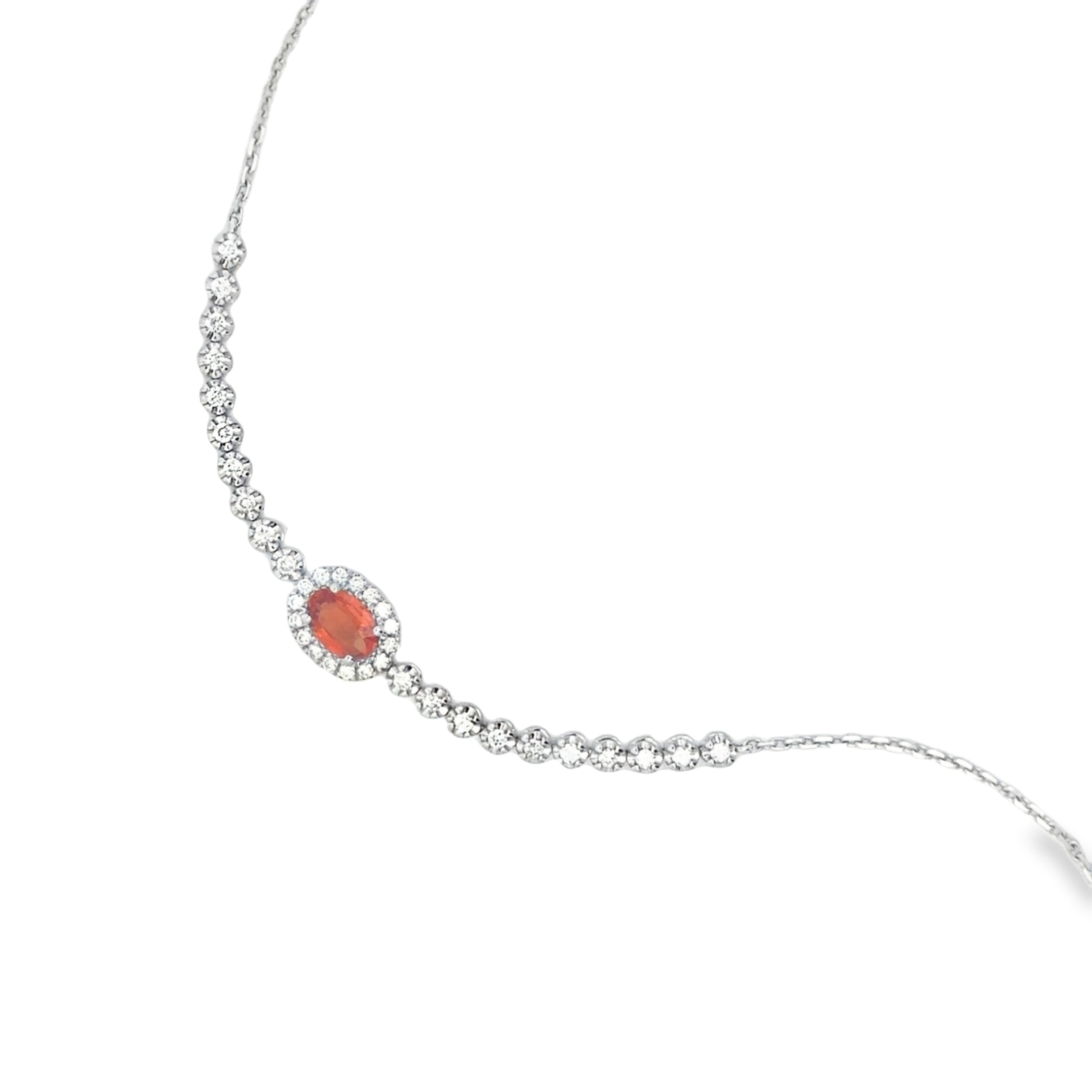 OVAL ORANGE SAPPHIRE ADJUSTABLE BRACELET