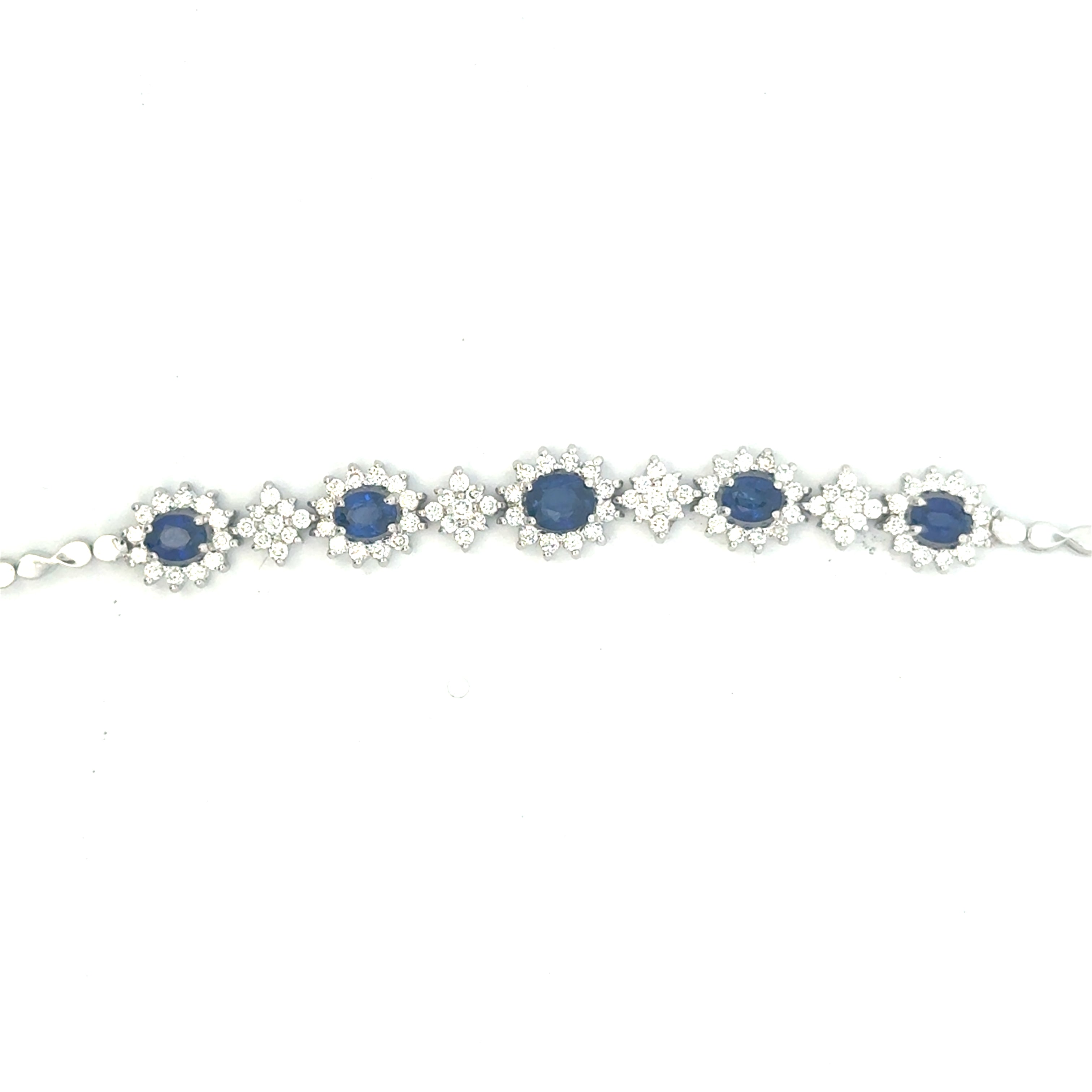 WHITE GOLD DIAMOND SAPPHIRE LINE BRACELET