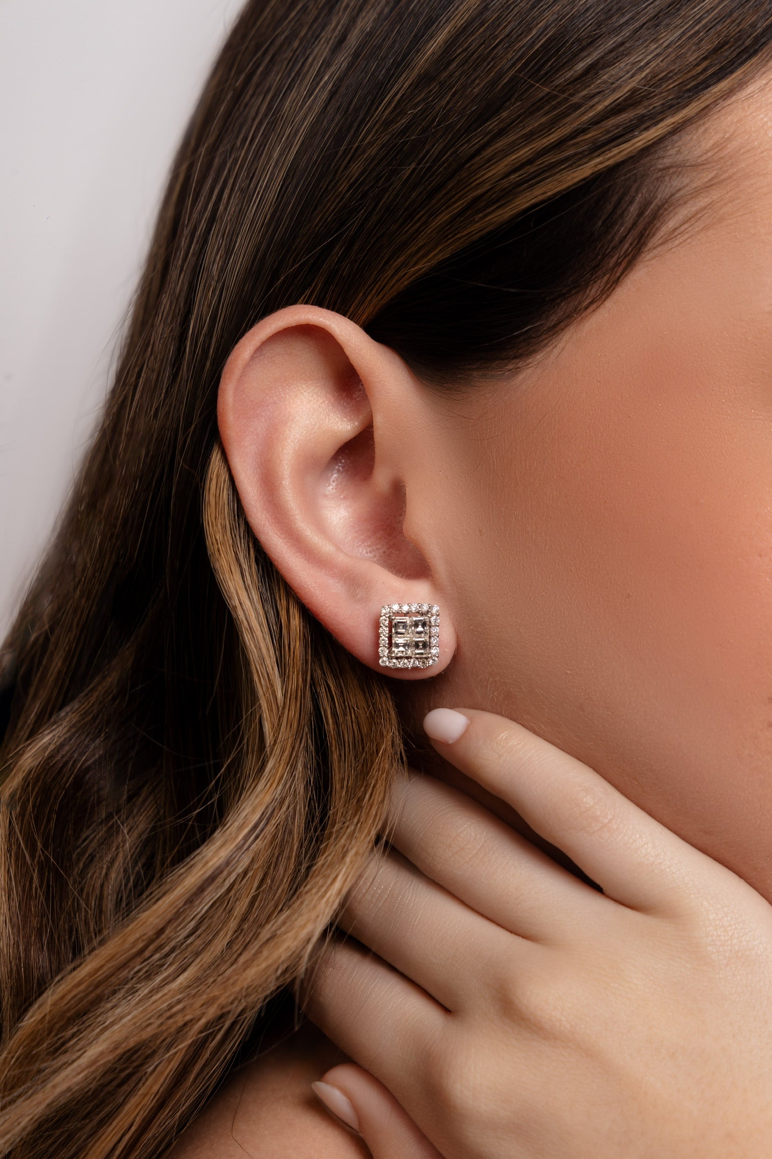 GLITTER GRID DIAMOND EARRINGS