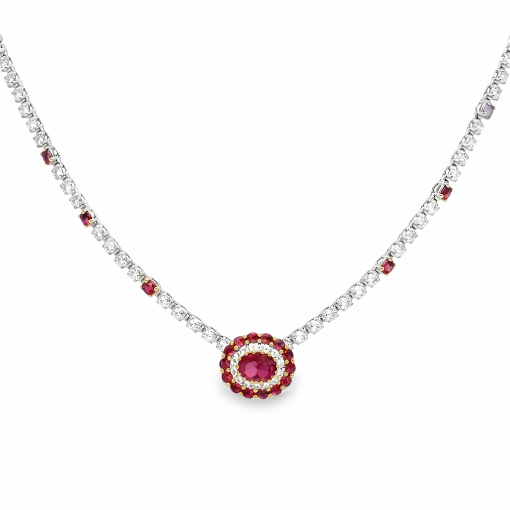 RUBY FLOWER DIAMOND NECKLACE