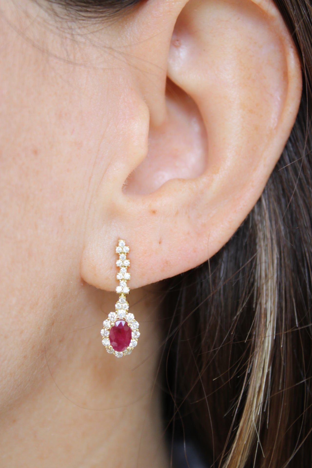 OVAL RUBY DANGLES