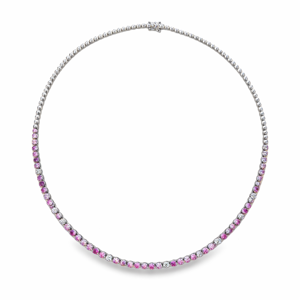 PINK SAPPHIRE TENNIS NECKLACE