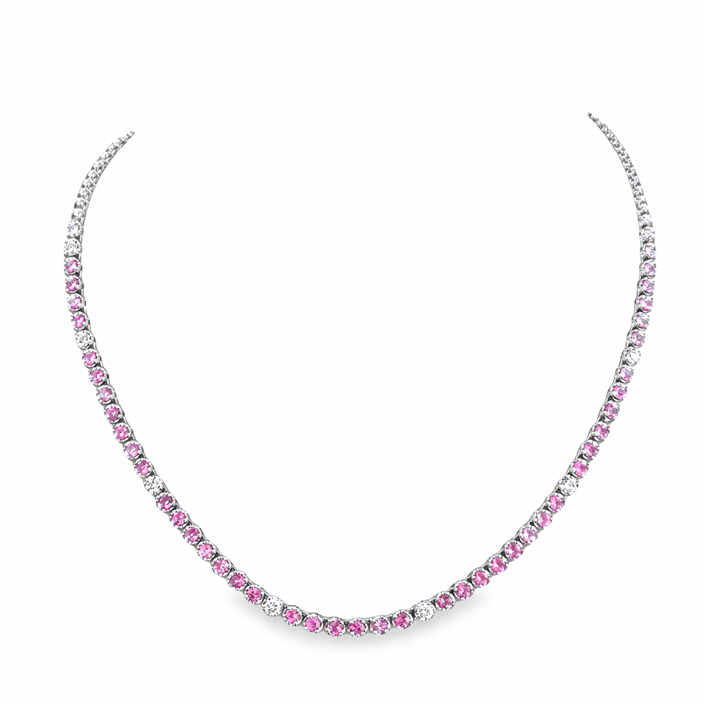 PINK SAPPHIRE TENNIS NECKLACE