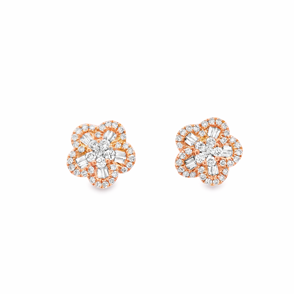ROSE FLOWER DIAMOND EARRINGS