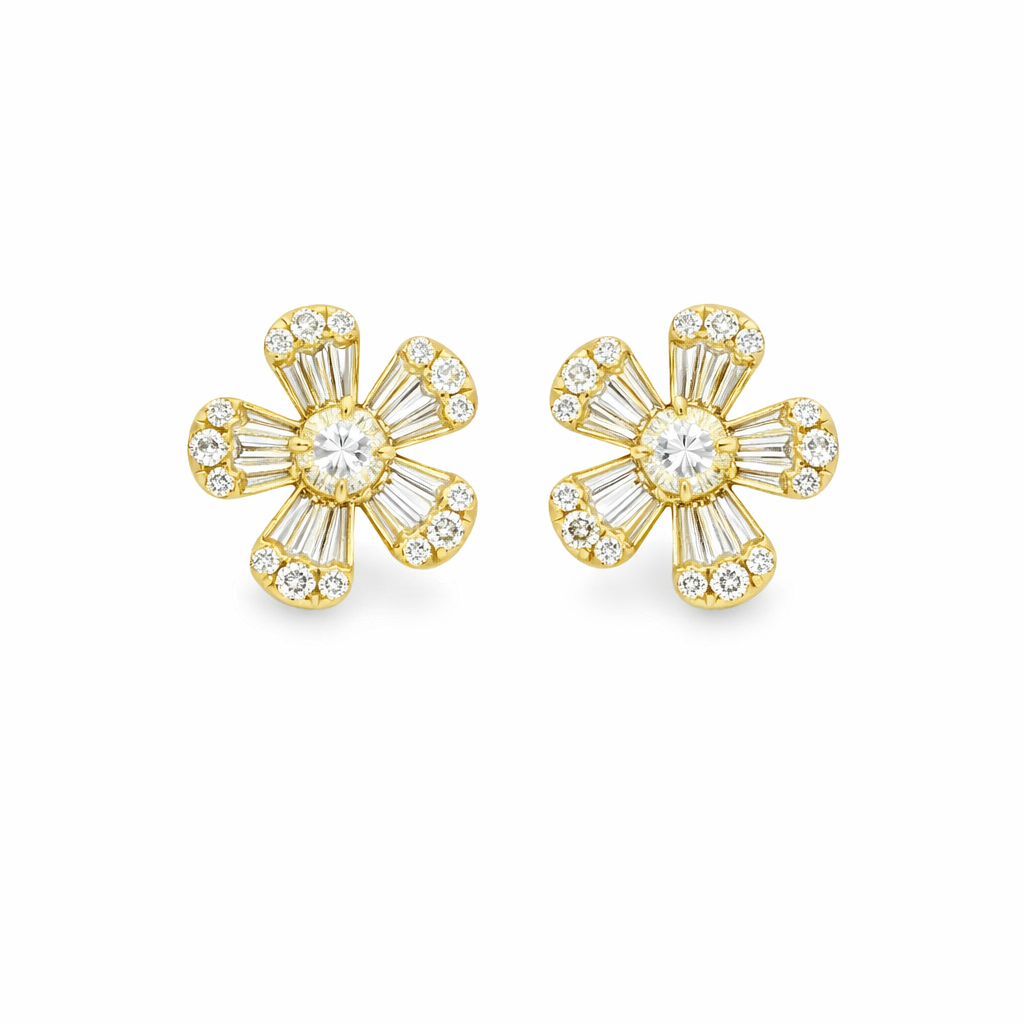 GOLDEN DAISY DIAMOND STUDS