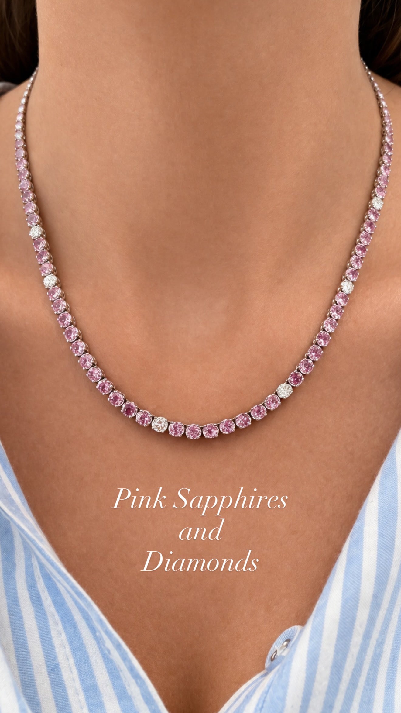 PINK SAPPHIRE TENNIS NECKLACE