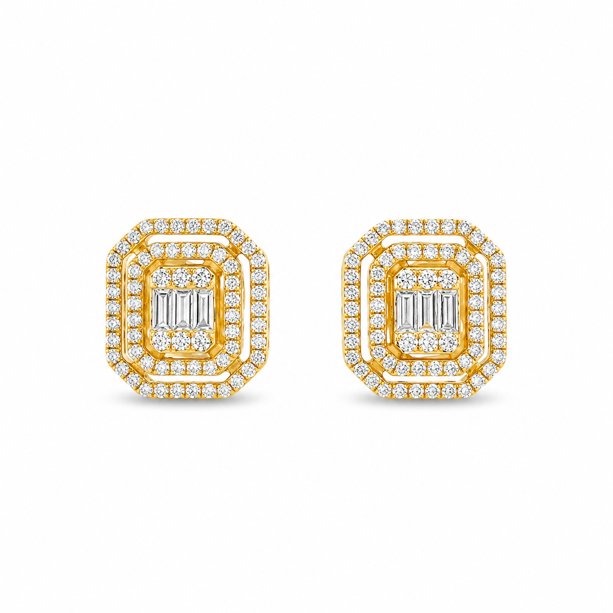 GOLDEN DIAMOND STUDS WITH HALO