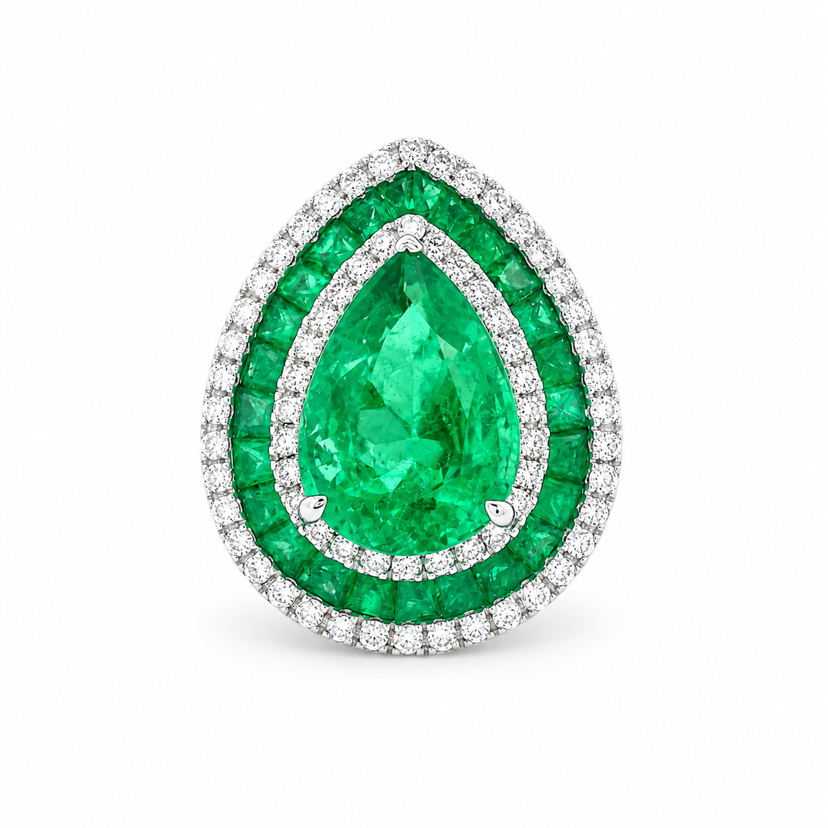 TEAR-DROP EMERALD COCKTAIL RING