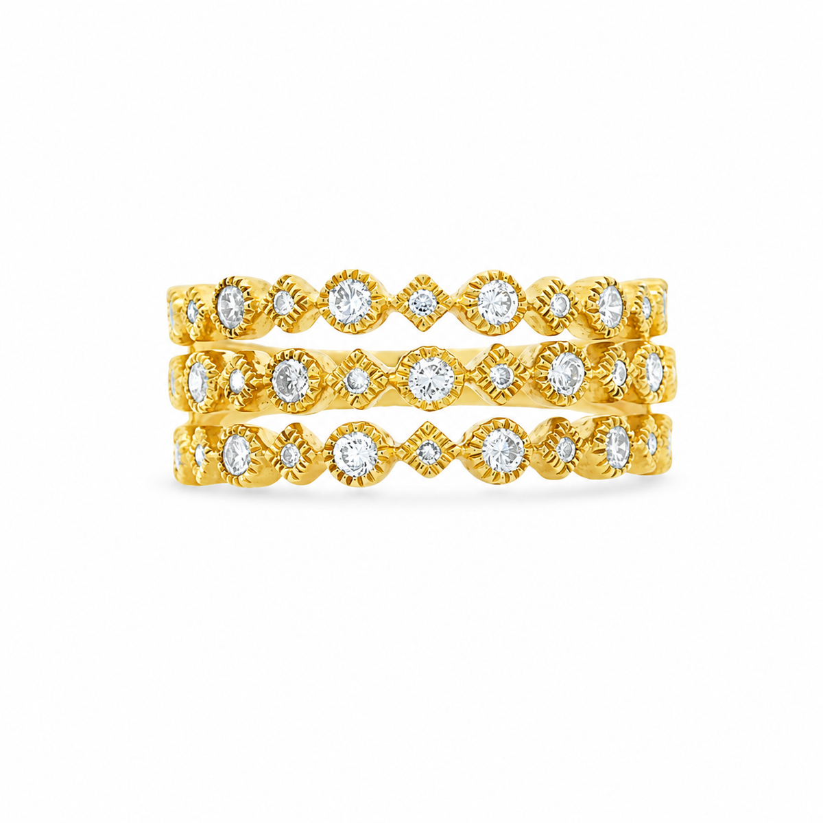 THREE ROW DIAMOND RING