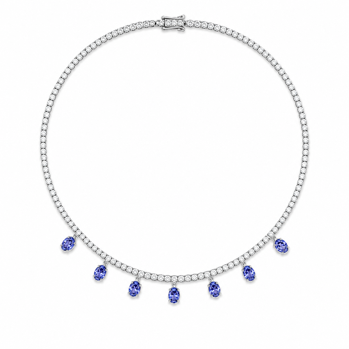 TANZANITE DROP TENNIS NECKLACE
