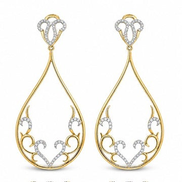 TWO-TONE GOLD DIAMOND ROSETTE DROPS