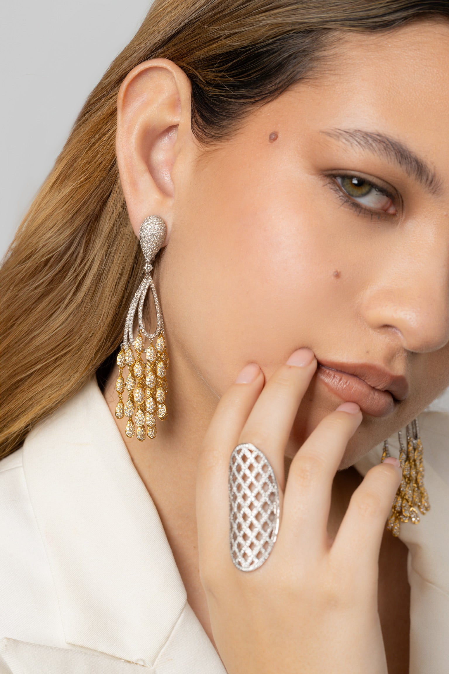 SUNSHINE RADIANCE DIAMOND DANGLE EARRINGS