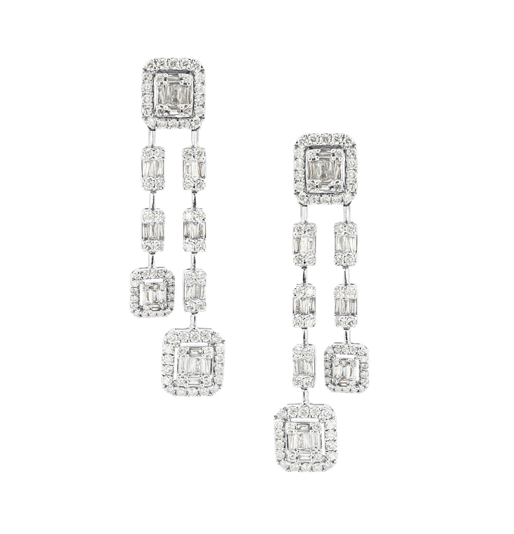 WHITE GOLD BAGUETTE DIAMOND EARRINGS