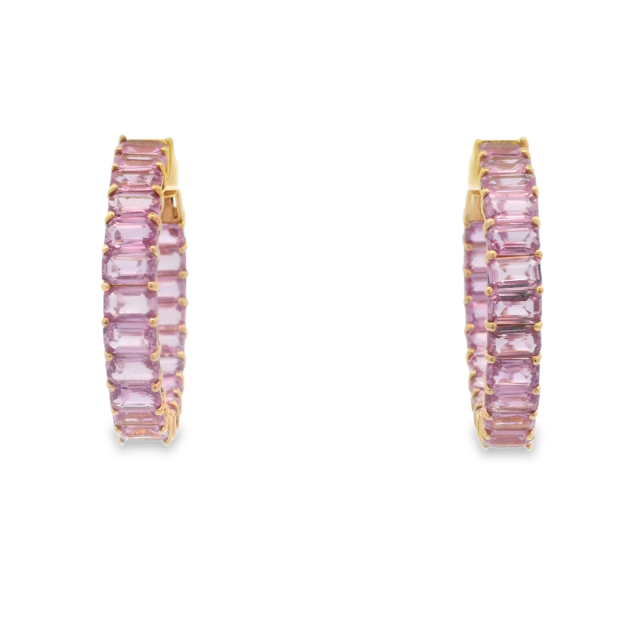 PINK SAPPHIRE BAGUETTE HOOPS
