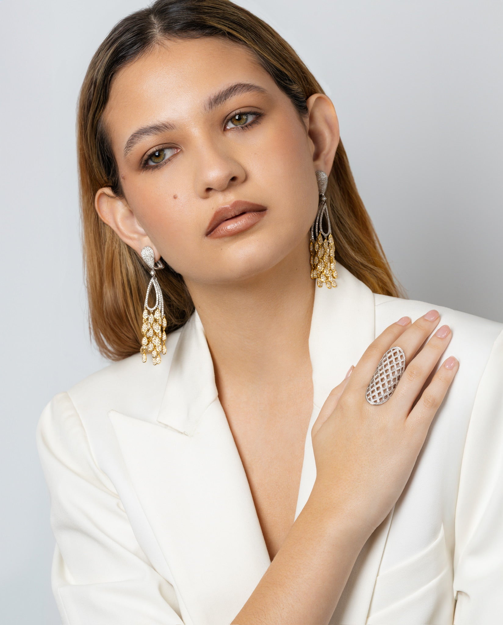 SUNSHINE RADIANCE DIAMOND DANGLE EARRINGS