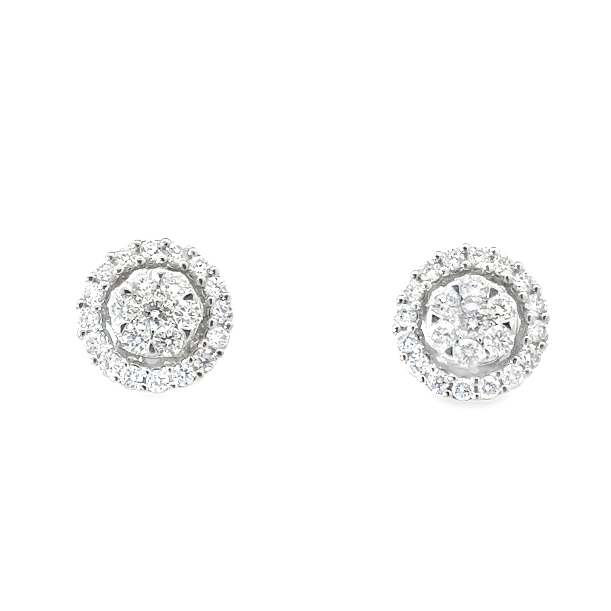 DIAMOND HALO FLAT STUDS
