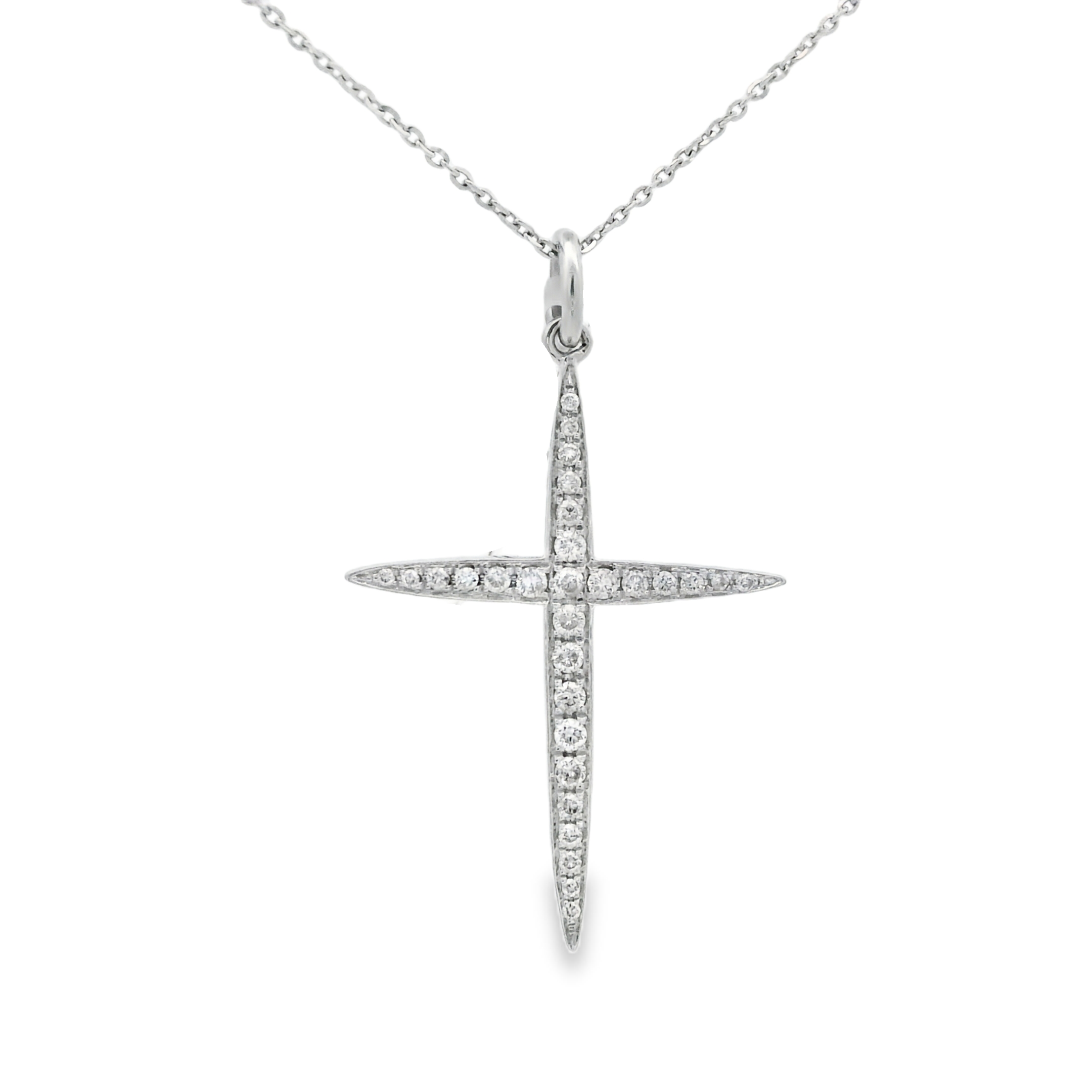 DIAMOND SLEEK CROSS PENDANT NECKLACE