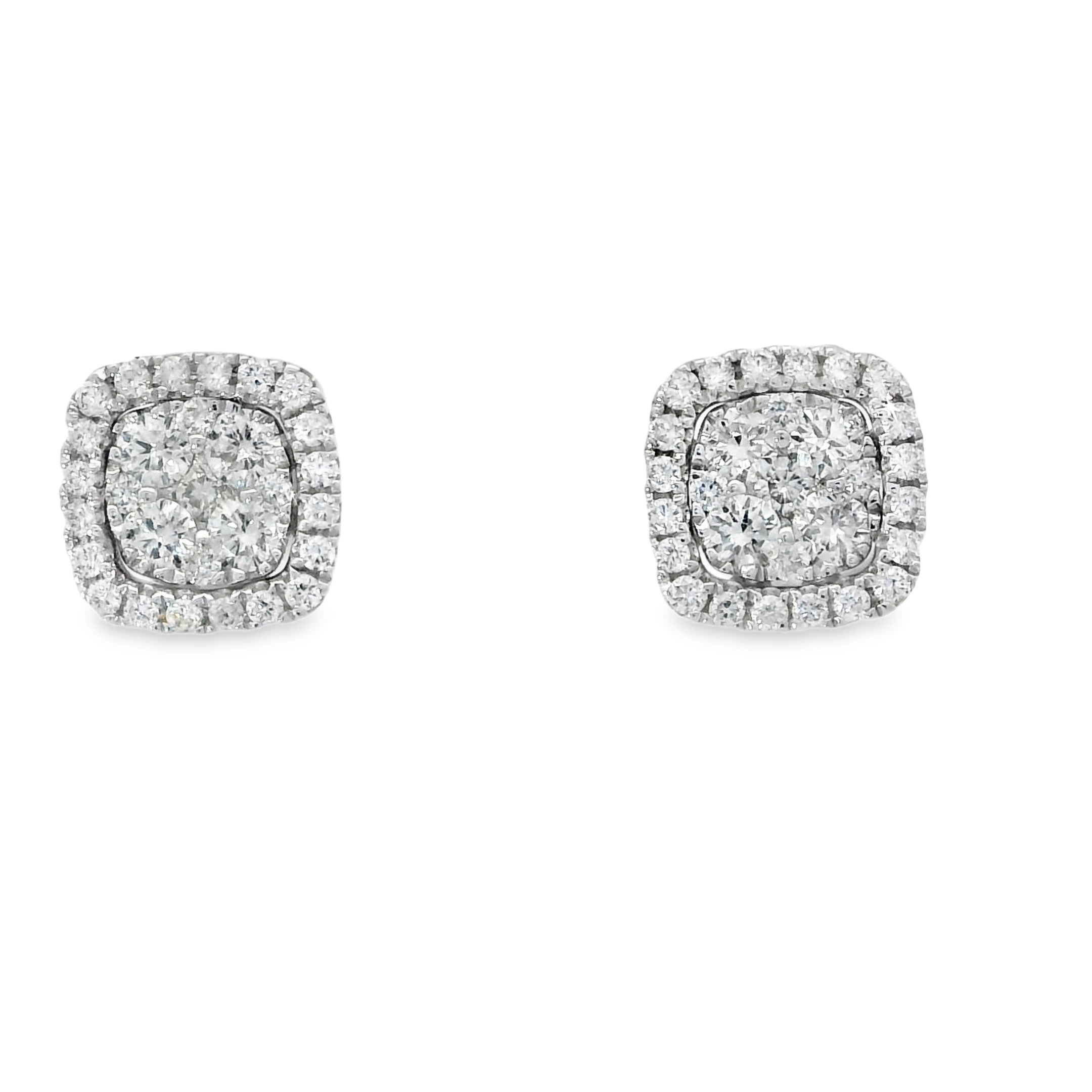 DIAMOND SQUARE ILLUSION HALO STUDS