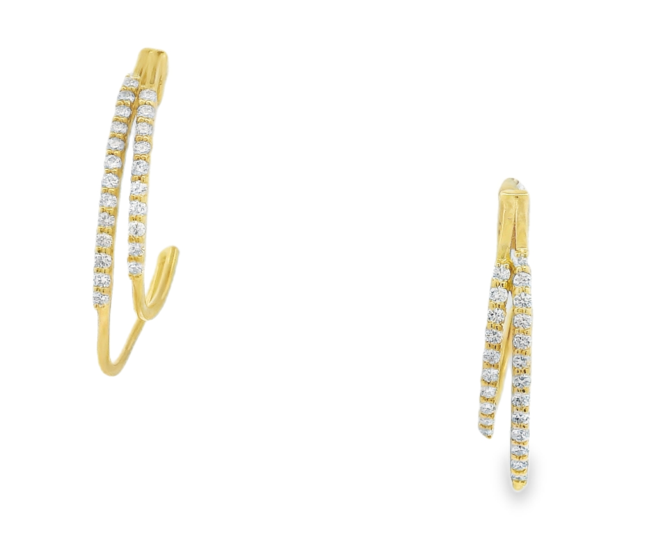 DOUBLE YELLOW GOLD DIAMOND HOOPS