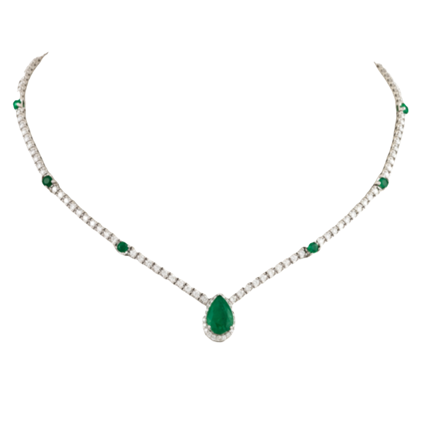 EMERALD PEAR LINE NECKLACE