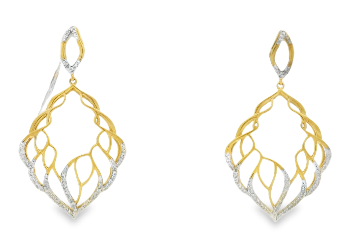 ENGRAVED YELLOW GOLD DIAMOND EARRINGS