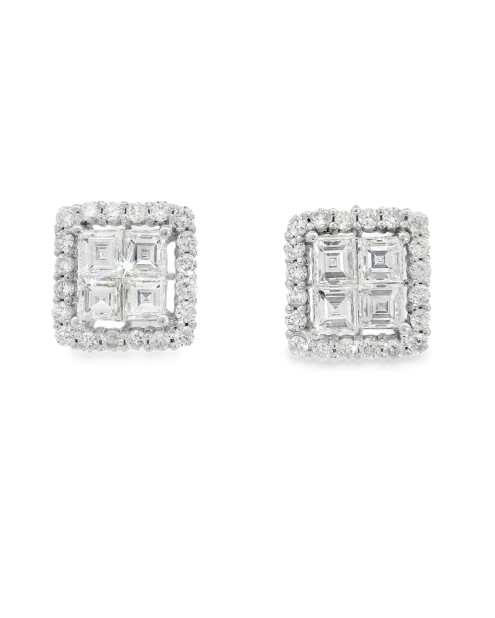 GLITTER GRID DIAMOND EARRINGS