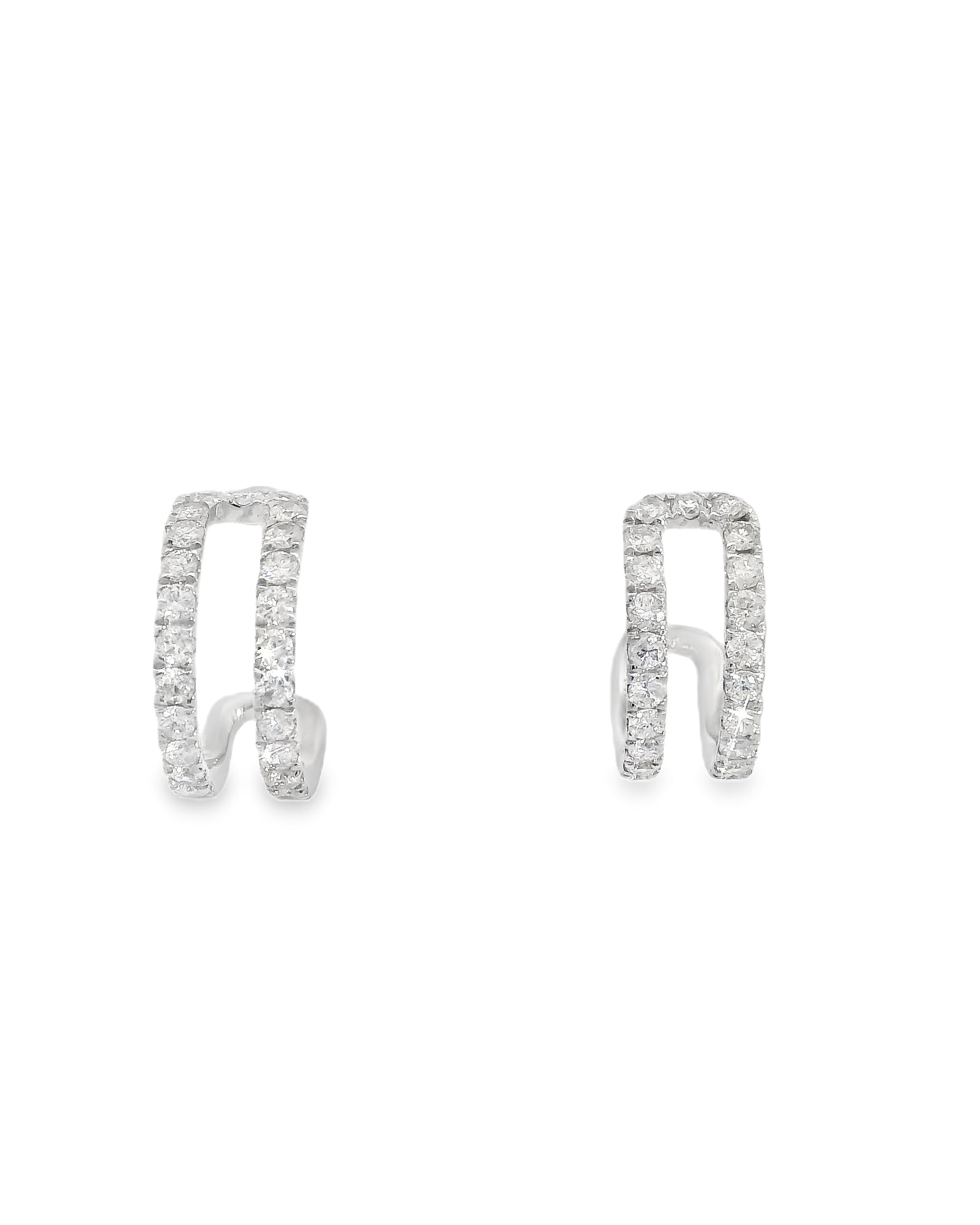 DOUBLE LINE DIAMOND HOOP EARRINGS