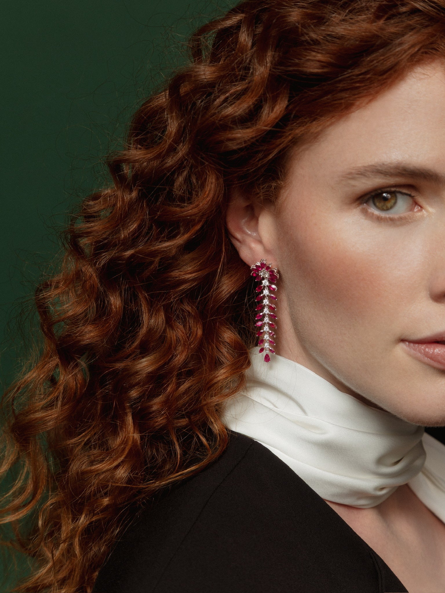 FLOWER RUBY DANGLE EARRINGS