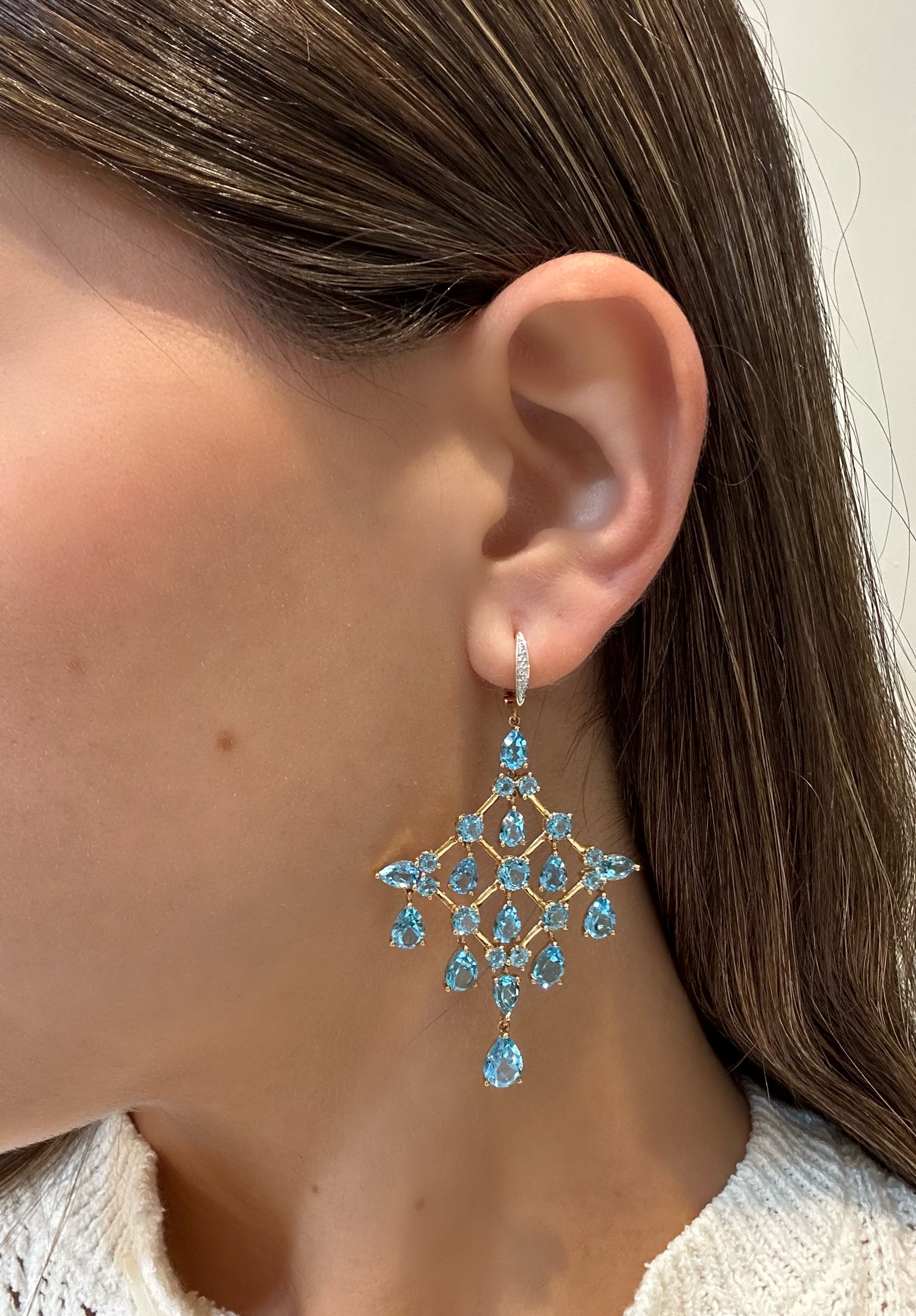 YELLOW GOLD BLUE TOPAZ DROPS