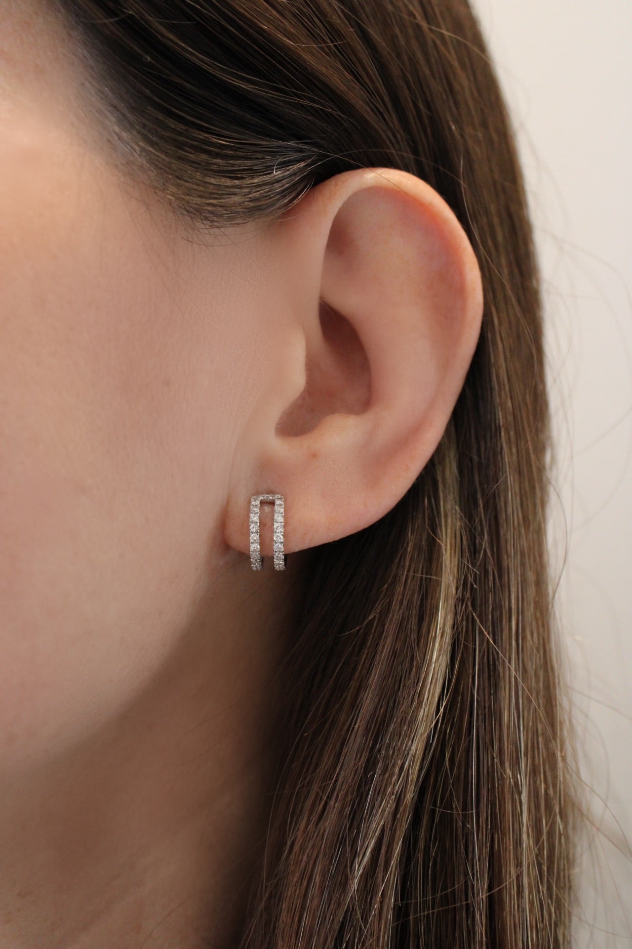 DOUBLE LINE DIAMOND HOOP EARRINGS