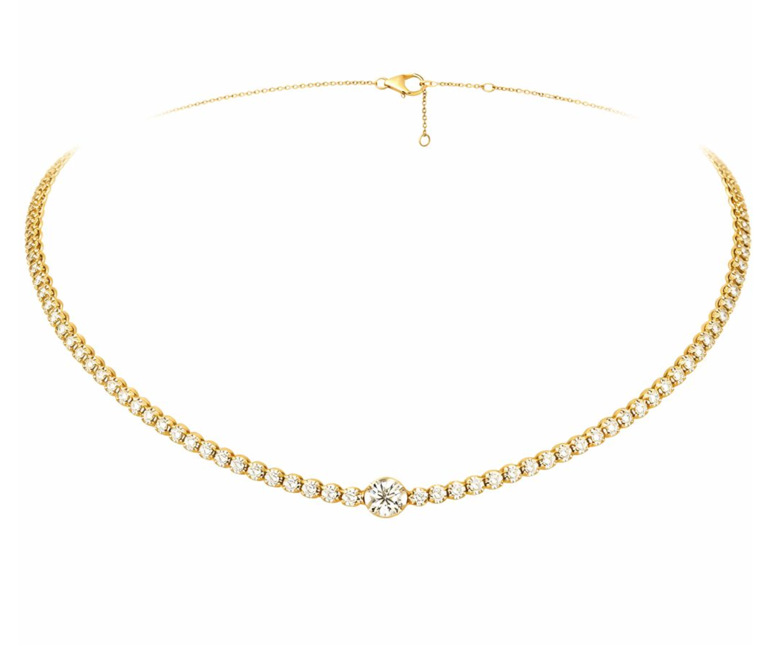 GOLDEN SOLITAIRE DIAMOND CHOKER