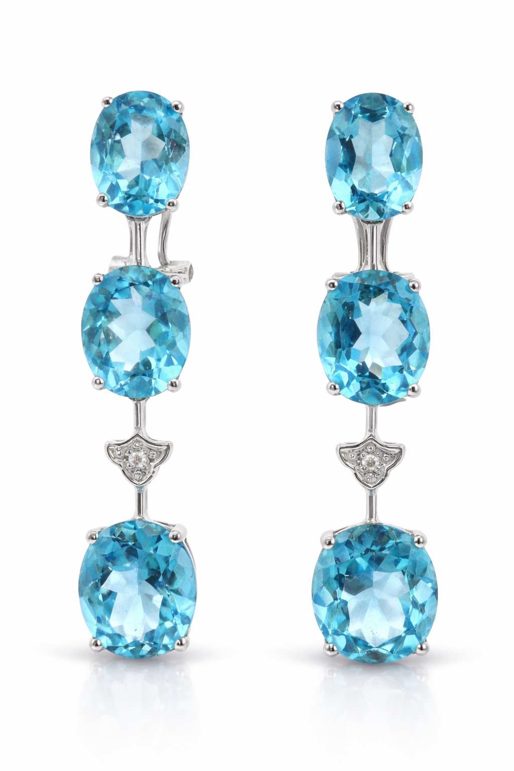 THREE OVAL BLUE TOPAZ EARRINGS