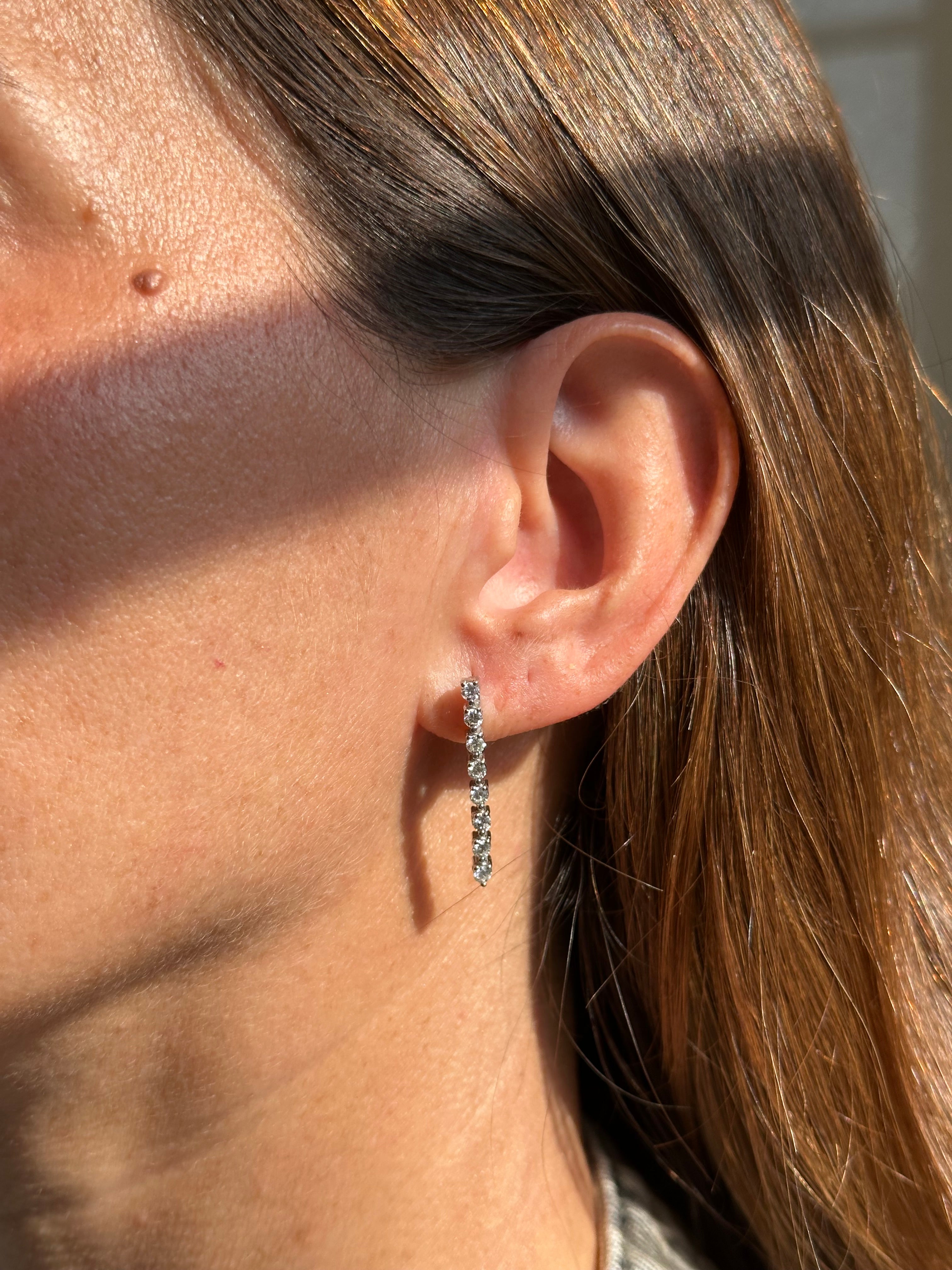 LINE DIAMOND DANGLE EARRINGS