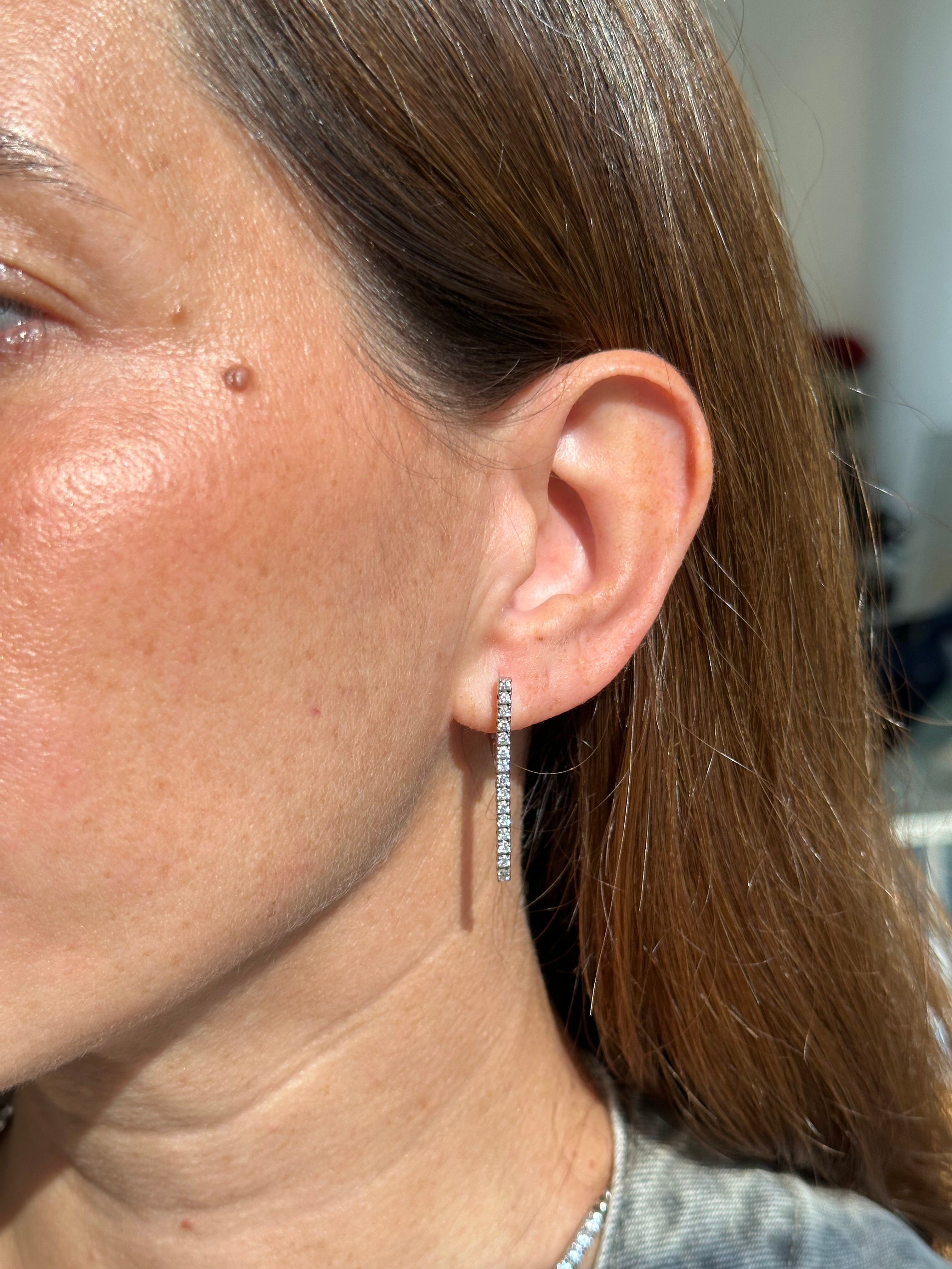 LINE DIAMOND DANGLE EARRINGS