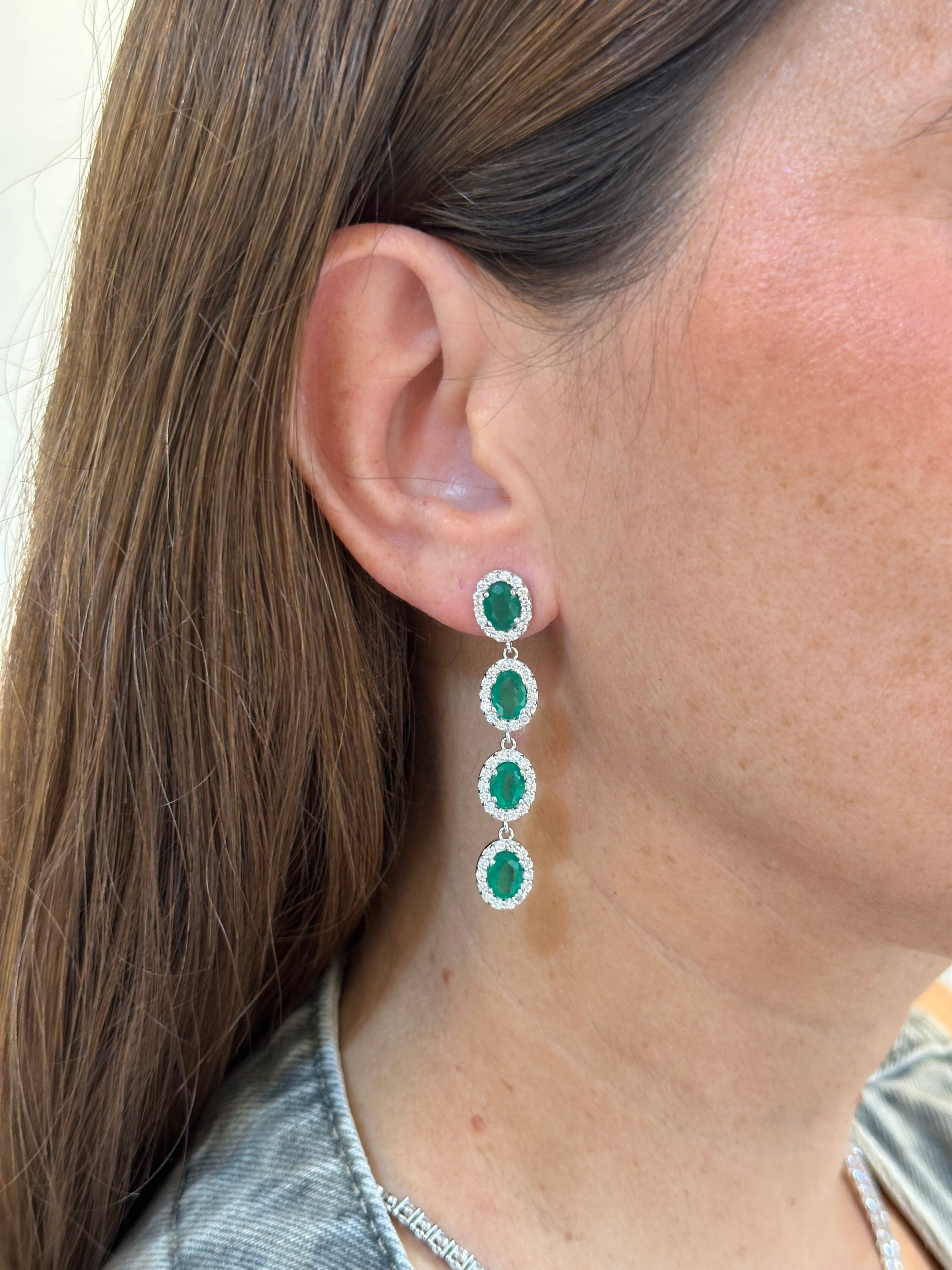 EMERAL OVAL DANGLE EARRINGS