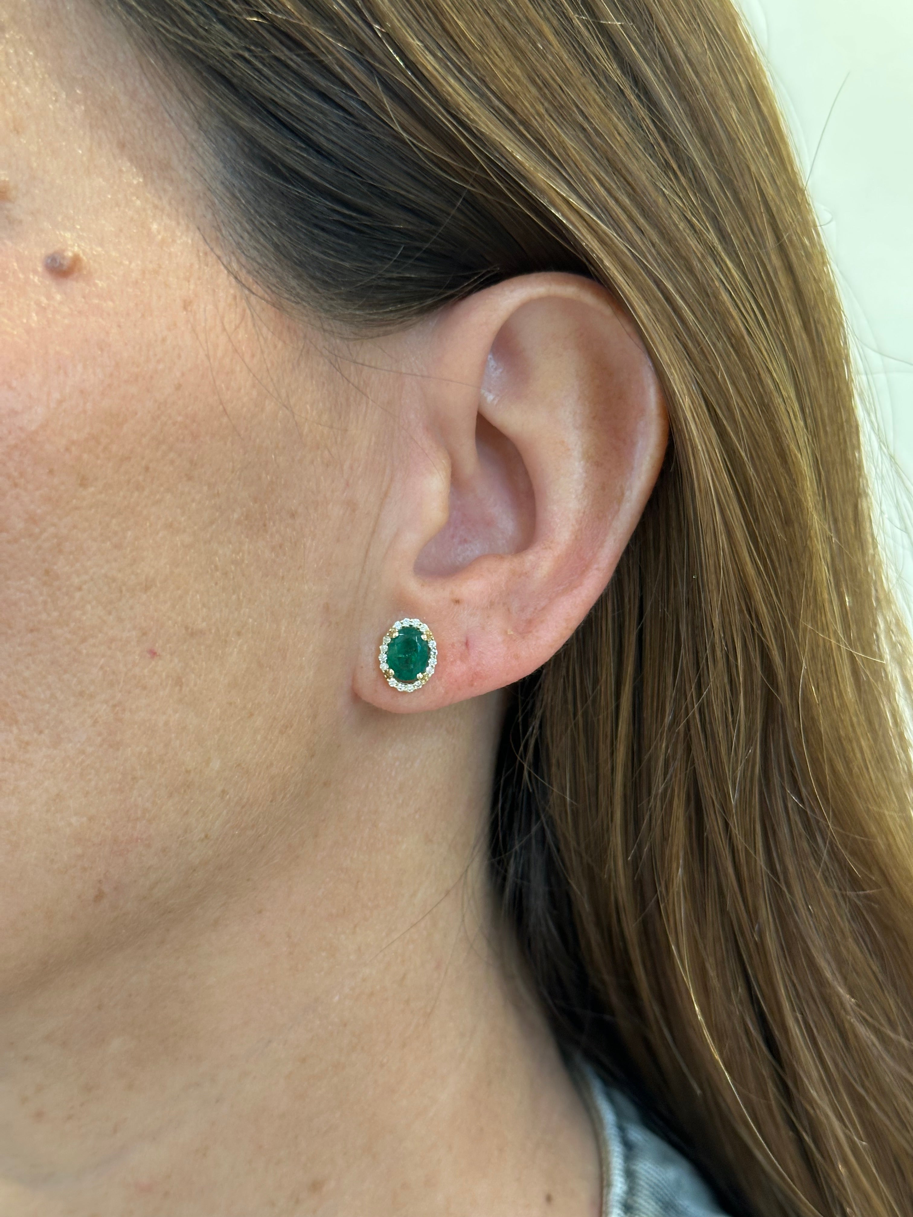 OVAL EMERALD STUDS
