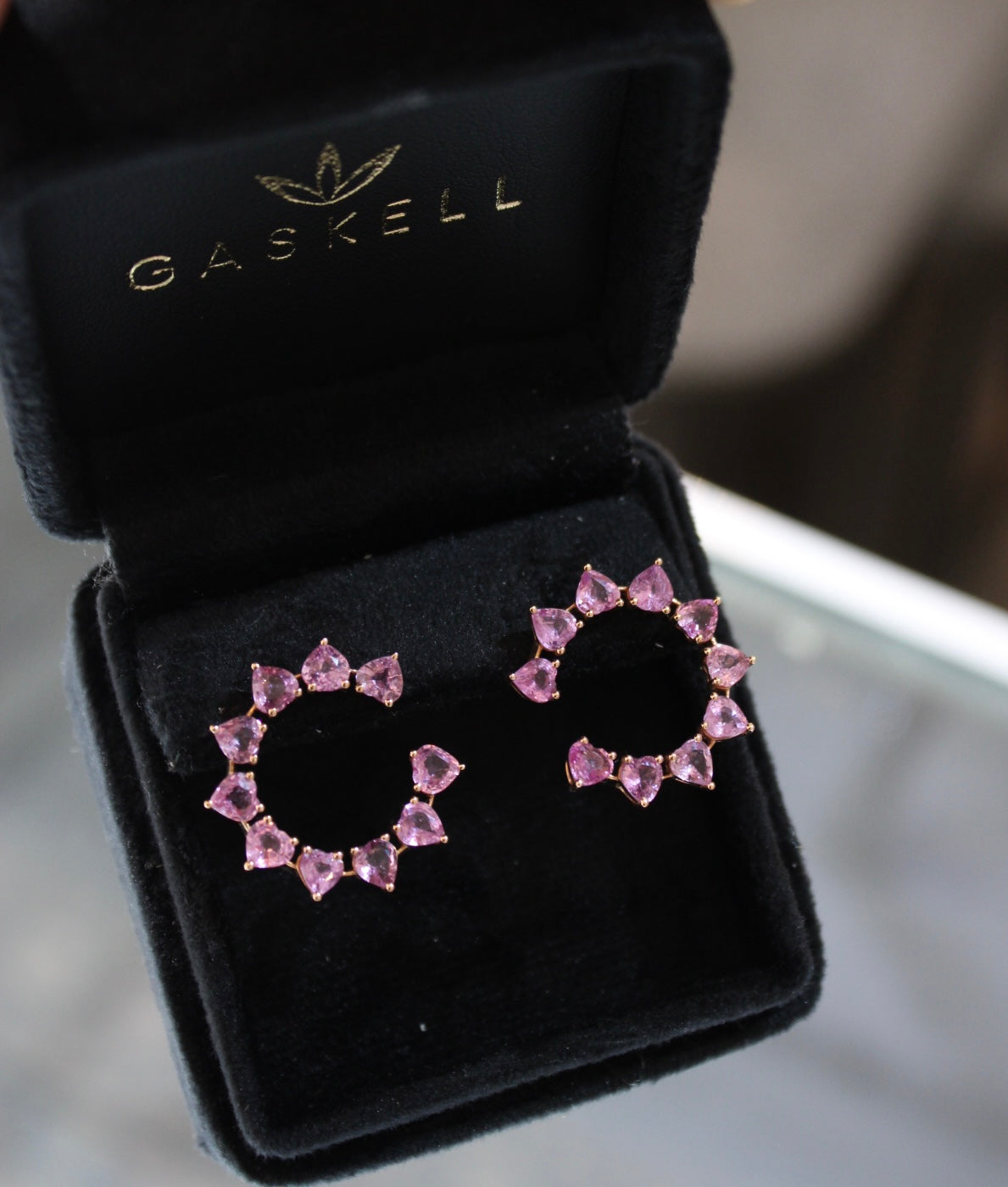 HEART PINK SAPPHIRES RONDELLE EARRINGS