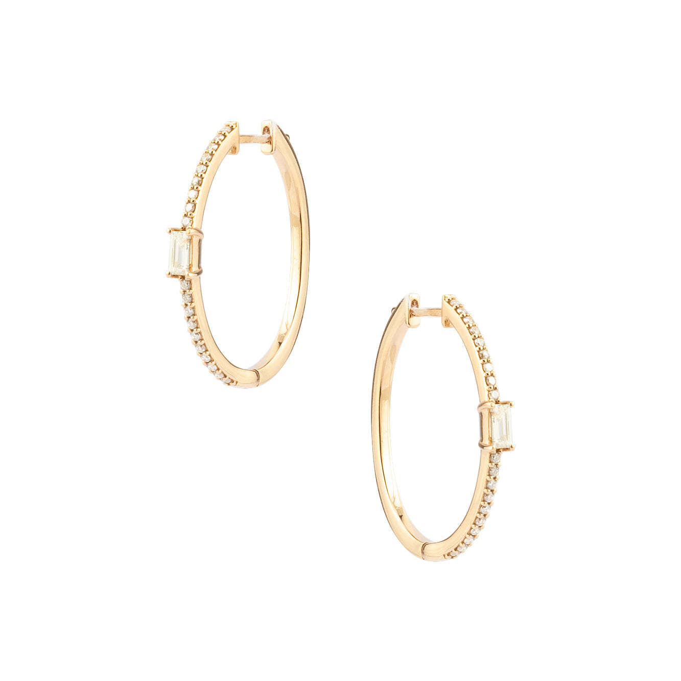 DIAMOND CENTER BAGUETTE HOOPS