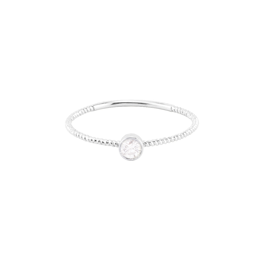 DIAMOND BEADED SOLITAIRE RING